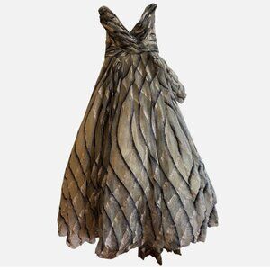 Zac Posen NWT Black Gold Glitter Long Ball Gown Evening Dress US 10 Fits Medium